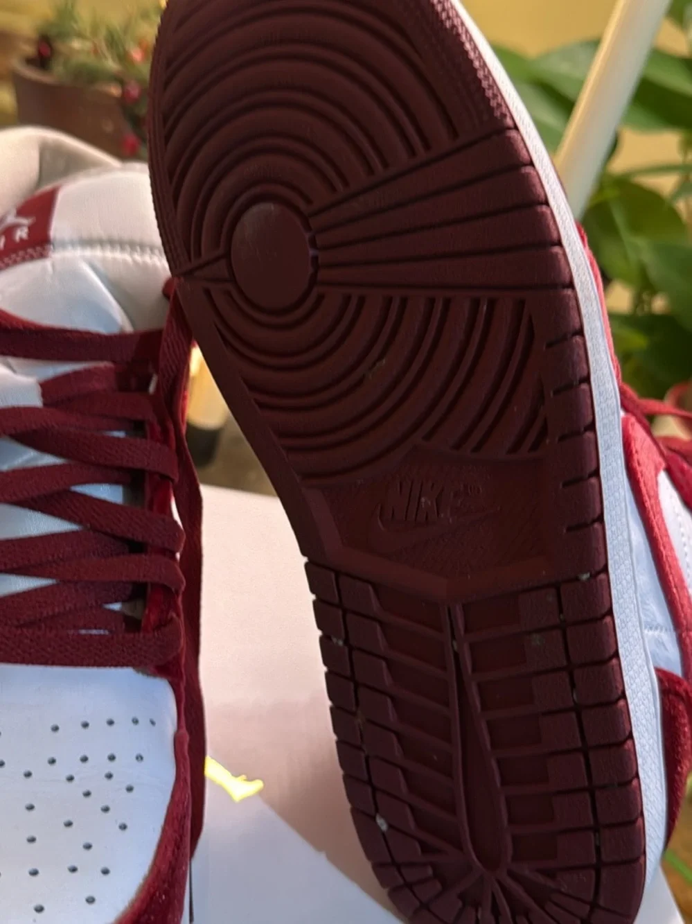 Nike Air Jordan 1 Mid White and Red Suede